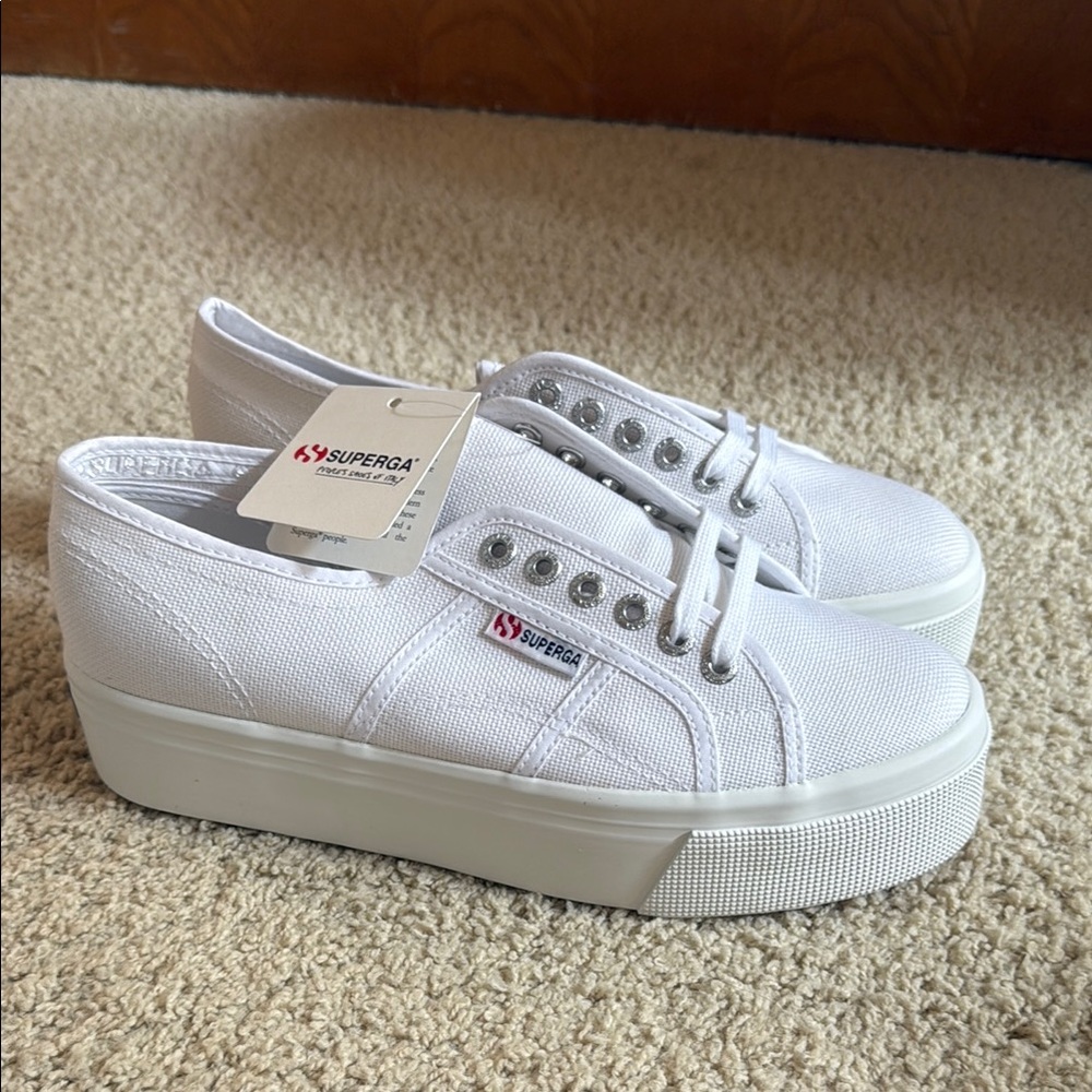 Superga White Platform Sneakers Classic BRAND NEW sz 42
